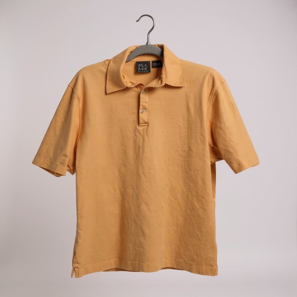 Jos A Bank Mens Egyptian Interlock Polo Shirt Orange Peach Short Sleeve Large